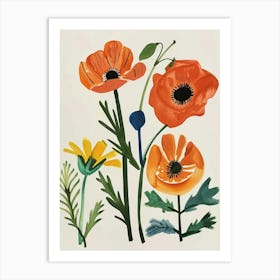 Painted Florals Poppy 2 Art Print