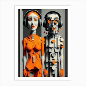 Robot Couple Art Print