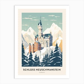 Vintage Winter Travel Poster Schloss Neuschwanstein Germany 6 Art Print