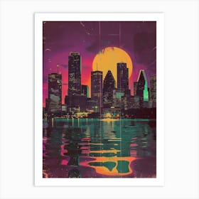 Houston Skyline Canvas Art Poster