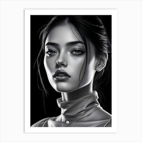 Young Beauty - Black And White Portrait Art Print