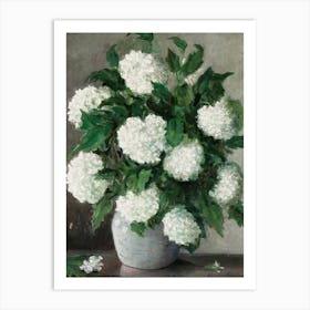 Still Life White Hydrangeas In A Vase Art Print