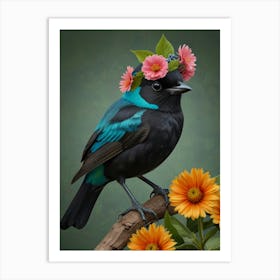 Bird With Flower Crown 3 Art Print