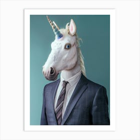 Toy Unicorn In A Suit & Tie 1 Art Print