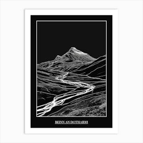 Beinn An Dothaidh Line Drawing 4 Poster Art Print