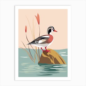 Minimalist Wood Duck 2 Illustration Art Print