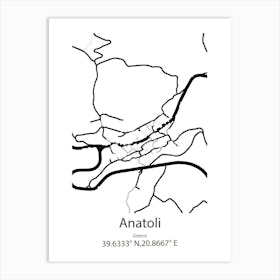 Anatoli,Greece Minimalist Map Art Print