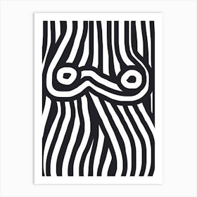 Black And White Striped Nude Art Print
