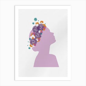 Floral Silhouette with Vibrant Pressed Flowers – Modern Botanical Art Art Print