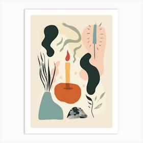 Abstract Candles Flowers 6 Art Print