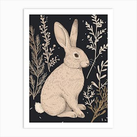 Tan Rabbit Minimalist Illustration 2 Art Print