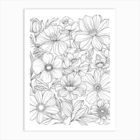 Flowers Coloring Page Art Print