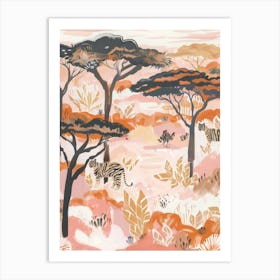 Tigers Pastels Jungle Illustration 2 Art Print