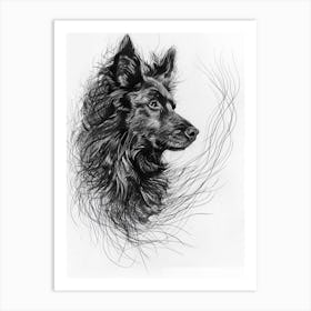 Belgian Sheepdog Line Sketch 2 Art Print