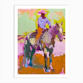 Pink And Orange Cowboy 4 Art Print