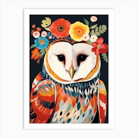 Bird With A Flower Crown Barn Owl 3 Art Print