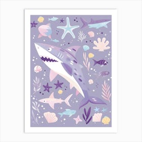 Purple Bamboo Shark Illustration 1 Art Print