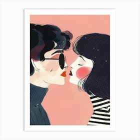 Kissing Couple Illustration Art Print