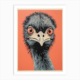 Vintage Bird Linocut Emu Art Print