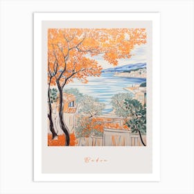 Budva Montenegro Orange Drawing Poster Art Print