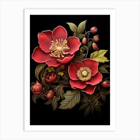 Lenten Rose 1 William Morris Style Winter Florals Art Print