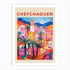 Chefchaouen Morocco 3 Fauvist Travel Poster Art Print