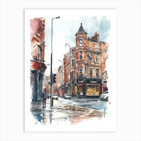 Hackney London Borough   Street Watercolour 6 Art Print