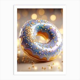 Porcelain Donut Adorned With Gold Sprinkles Whimsically Designed Emanating An Ethereal Glow 3d Re Art Print