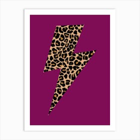 Preppy Leopard Lightning Bolt on Purple Art Print