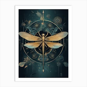 Dragonfly Botanical Vintage Illustration 2 Art Print