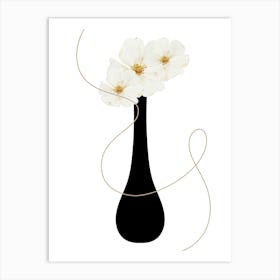 White Flowers In A Vase Art Print