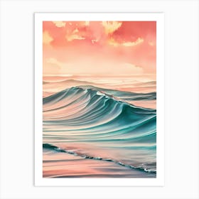 Ocean Waves At Sunset 2 Art Print