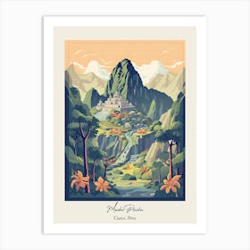 Machu Picchu   Cusco, Peru   Cute Botanical Illustration Travel 1 Poster Art Print