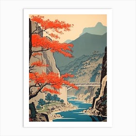 Kurobe Gorge, Japan Vintage Travel Art 2 Art Print