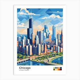 Chicago, Usa, Geometric Illustration 2 Poster Art Print