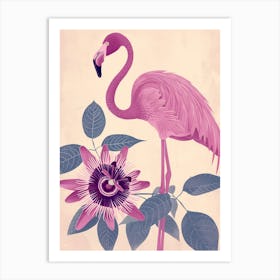 Chilean Flamingo Passionflowers Minimalist Illustration 4 Art Print