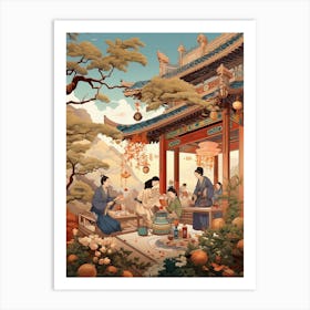 Chinese Tea Culture Vintage Illustration 3 Art Print