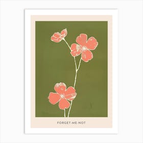 Pink & Green Forget Me Not 1 Flower Poster Art Print