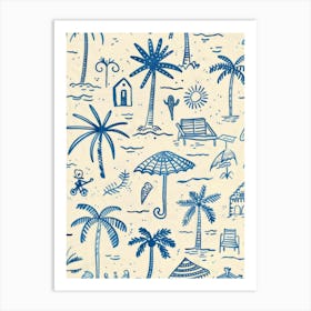 Blue Palms Art Print