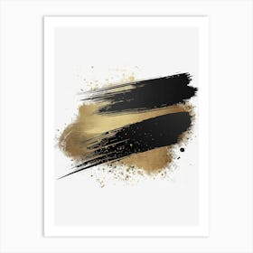 Gold And Black Brush Strokes 29 Art Print