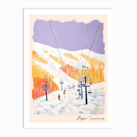 Poster Of Aspen Snowmass   Colorado, Usa, Ski Resort Pastel Colours Illustration 2 Art Print