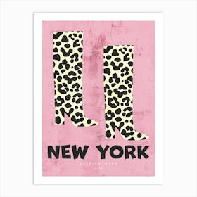 New York Fashion Week Pink Leopard Boots Art Print