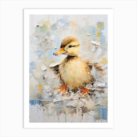 Sweet Mixed Media Duckling Collage 3 Art Print