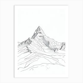 Ama Dablam Nepal Line Drawing 2 Art Print