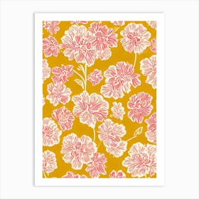 Carnation Floral Print Warm Tones1 Flower Art Print