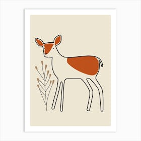 Deer - Boho, Line Art 15 Art Print