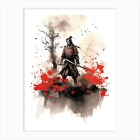 Samurai Sumi E Illustration 1 Art Print
