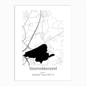 Steenokkerzeel,Belgium Minimalist Map Art Print