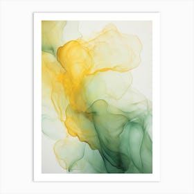 Green, White, Gold Flow Asbtract Painting 3 Art Print