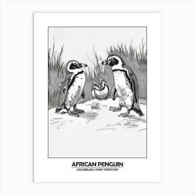 Penguin Squabbling Over Territory Poster Art Print